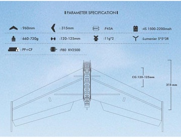 Tech One Летающее крыло FPV WING 900 II 960мм EPP KIT (TO-0708002)