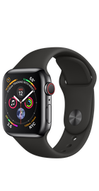 Apple Watch Series 4 GPS + Cellular 40mm Space Black Stainless Steel Case with Black Sport Band (MTUN2, MTVL2)