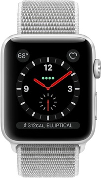 Apple Watch 42mm Series 3 GPS + Cellular Silver Aluminum Case with Seashell Sport Loop (MQK52)