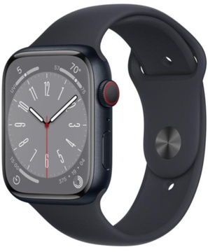 Apple Watch Series 8 GPS + Cellular 45mm Midnight Aluminum Case with  Midnight Sport Band (MNK43)