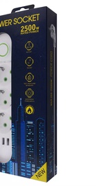 IQ Power F03U (3 розетки + 3 USB) 2m White