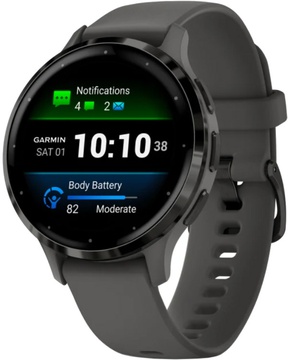 Garmin Venu 3S Slate S. Steel Bezel w. Pebble Gray Case and S. Band (010-02785-00/50)