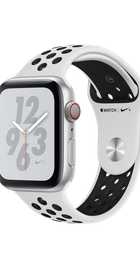 Apple Watch Nike+ Series 4 GPS + Cellular 44mm Silver Aluminum Case with Pure Platinum/Black Nike Sport Band (MTXC2, MTXK2)