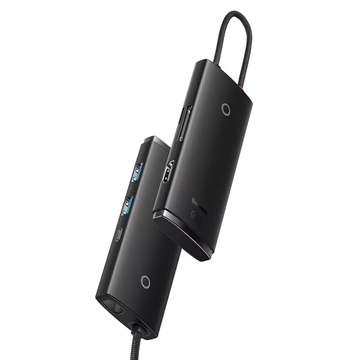 Baseus Lite Series 6-in-1 (Type-C to HDMI + 2xUSB 3.0 + PD + SD/TF) Black