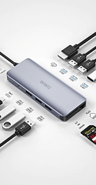 WIWU Alpha 12 in 1 (USB-C to HDMI+3xUSB3.0+USB2.0x3+USB-C+RJ45+SD+microSD+3.5mm Headphone) Space Gray