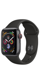 Apple Watch Series 4 GPS + Cellular 40mm Space Gray Aluminum Case with Black Sport Band (MTUG2, MTVD2)