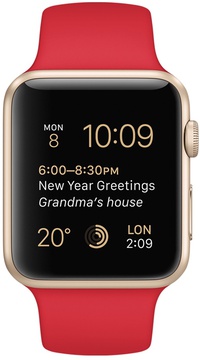 Apple Watch Sport 42mm Gold Aluminum Case with Red Sport Band (MMEE2)