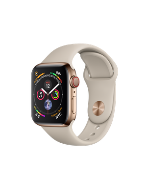 Apple Watch Series 4 GPS + Cellular 40mm Gold Stainless Steel Case with Stone Sport Band (MTUR2, MTVN2)