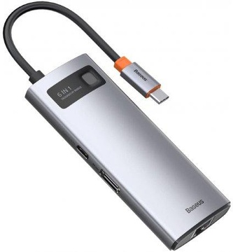 Baseus Metal Gleam Series 6-in-1 Multifunctional Type-C HUB  (3xUSB3.0 + 4KHD + RJ45 + Type-C) (CAHUB-CW0G)