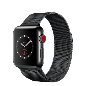 Apple Watch 38mm Series 3 GPS + Cellular Space Black Stainless Steel Case with Space Black Milanese Loop (MR1Q2)
