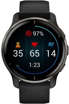 Garmin Venu 2 Plus Slate S. Steel Bezel w. Black Case and S. Band (010-02496-01/11/51))