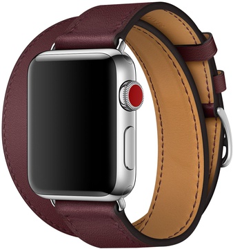 Apple Watch Hermes 38mm/40mm/41mm/42mm Bordeaux Swift Leather Double Tour (MQWY2)