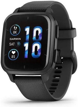 Garmin Venu Sq 2 – Music Edition Slate Aluminum Bezel with Black Case and Silicone Band (010-02700-00/10/80