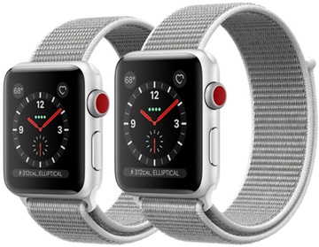Apple Watch 42mm Series 3 GPS + Cellular Silver Aluminum Case with Seashell Sport Loop (MQK52)