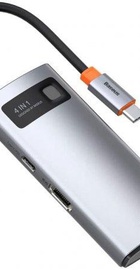 Baseus Metal Gleam Series 4-in-1 Multifunctional Type-C HUB Docking Station (2xUSB3.0 + 4KHD + Type-C) Gray (CAHUB-CY0G)