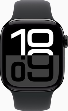 Apple Watch Series 10 GPS 42mm Jet Black Aluminum Case With Black Sport Band - S/M (MWWE3)