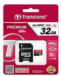 Transcend 32 GB microSDHC Premium class 10 UHS-1 SD Adapter (TS32GUSDU1)