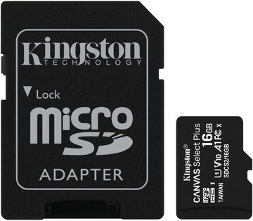 Kingston 16 GB microSDHC Class 10 UHS-I Canvas Select Plus + SD Adapter SDCS2/16GB