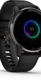 Garmin Venu 2 Plus Slate Stainless Steel Bezel with Black Case and Silicone Band (010-02496-11)