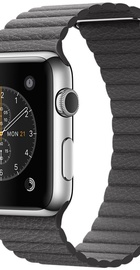 Apple Watch 42mm Stainless Steel Case with Storm Gray Leather Loop Large (MMFY2)