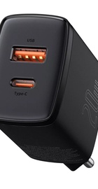 Baseus Compact Quick Charger 20W QC+ PD (1Type-C + 1USB) Black (CCXJ-B01)