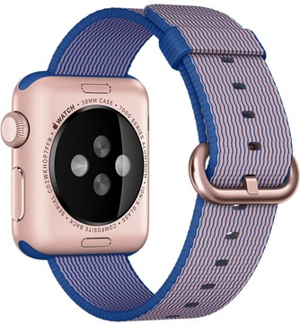 Apple Watch Sport 38mm Rose Gold Aluminum Case with Royal Blue Woven Nylon (MMF42)