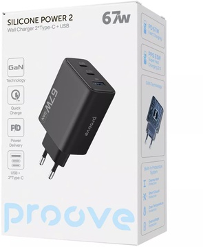 Proove Silicone Power 2 67W (2*Type-C+USB) Black