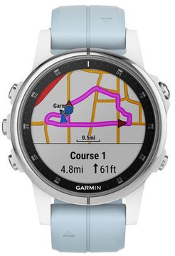 Garmin fenix 5S Plus Glass,Wht w/Sea Foam Bnd (010-01987-23)