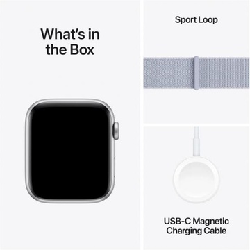 Apple Watch SE 2 GPS 44mm Silver Aluminium Case w. Blue Cloud Sport Loop (MXET3)