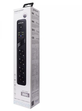 Proove Power Socket Black, 4 розетки, 2xUSB-C, 4xUSB, 2м (P-04)