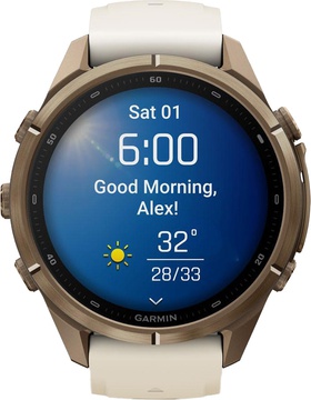 Garmin Fenix 9 Pro 43mm Autumn Gold Titanium with Cream/French Gray Silicone Band (010-04335-25/26)