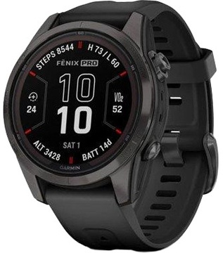 Garmin Fenix 7S Pro Sapphire Solar Carbon G. DLC Tit. with Black Band (010-02776-10/11/54)