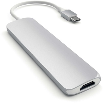Satechi Slim Aluminum Type-C Multi-Port Adapter 4K, Silver (ST-CMAS)