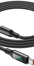 BOROFONE BU32 Type-C to Type-C 5A, 100W, 1.2m,  nylon, aluminum connectors, digital display, Black