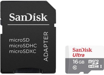 SanDisk Ultra microSDHC 16GB Class 10 UHS-I + SD Adapter (SDSQUNS-016G-GN3MA)