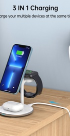 Choetech Magnetic 3 in 1 magnetic Wireless Charging Stand White (T585-F)