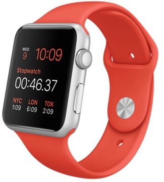 Apple Watch Sport 42mm Silver Aluminum Case with Orange sport Band (MLC42)