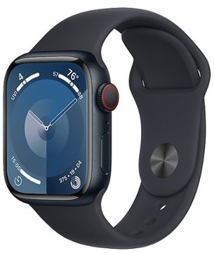 Apple Watch Series 9 GPS + Cellular 41mm Midnight Aluminum Case With Midnight Sport Band - S/M (MRHR3)