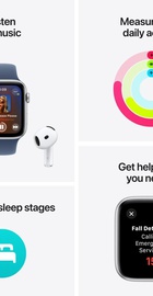 Apple Watch SE 2 GPS 44mm Midnight Aluminium Case w. Midnight Sport Band - S/M (MXEJ3)