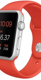 Apple Watch Sport 42mm Silver Aluminum Case with Orange sport Band (MLC42)