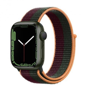 Apple Watch Series 7 GPS 41mm Green Aluminum Case With Dark Cherry/Forest Green Sport Loop (MKNF3)