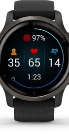 Garmin Venu 2 Slate with Black Leather Band (010-02430-21)