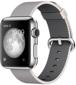 Apple Watch 38mm Stainless Steel Case with Pearl Woven Nylon (MMFH2)
