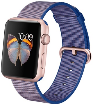 Apple Watch Sport 42mm Rose Gold Aluminum Case with Royal Blue Woven Nylon (MMFP2)