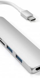 Satechi Aluminum Type-C Slim Multi-Port Adapter 4K V2 Silver (ST-SCMA2S)