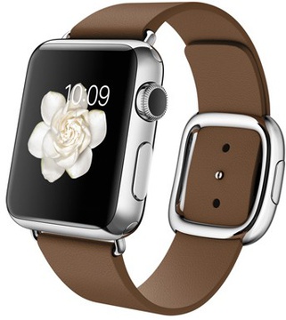 Apple Watch 38mm Stainless Steel Case with Brown Modern Buckle (MJ3A2)