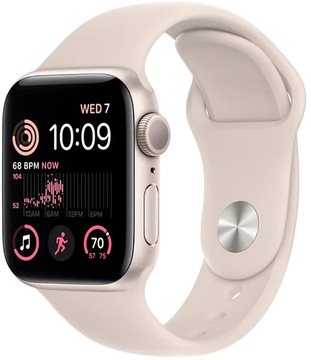 Apple Watch SE 2 GPS 44mm Starlight Aluminum Case with Starlight Sport Band (MNJX3)