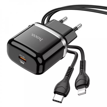 Hoco N24 Vicorious 20W (1 Type-C) + Кабель Type-C to Lightning Black