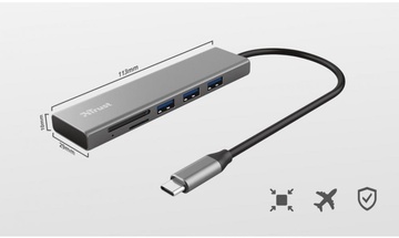Trust Halyx Fast USB-C Hub & Card reader Aluminium (24191)