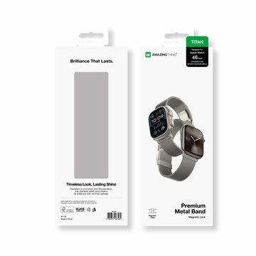 AmazingThing Premium Metal Band for Apple Watch 42/44/45/46/49 mm Titanium